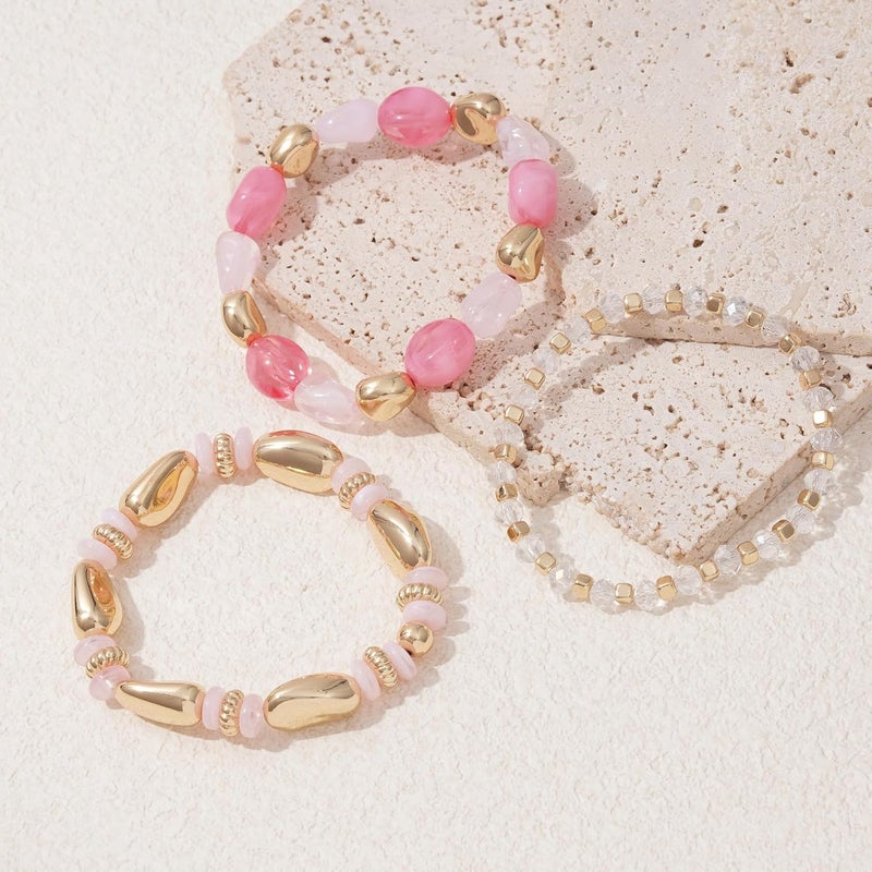Aigrnc Boho Beaded Stretch Bracelets For Women Stackable Crystal Gold Plated Beaded Bracelets Set Trendy Handmade Friendship Braeclet Jewelry Gifts - Image 3
